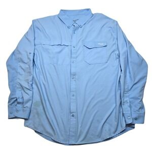 Huk Performance Fishing Shirt Mens 2XL Light Blue Vented Outdoors Fish